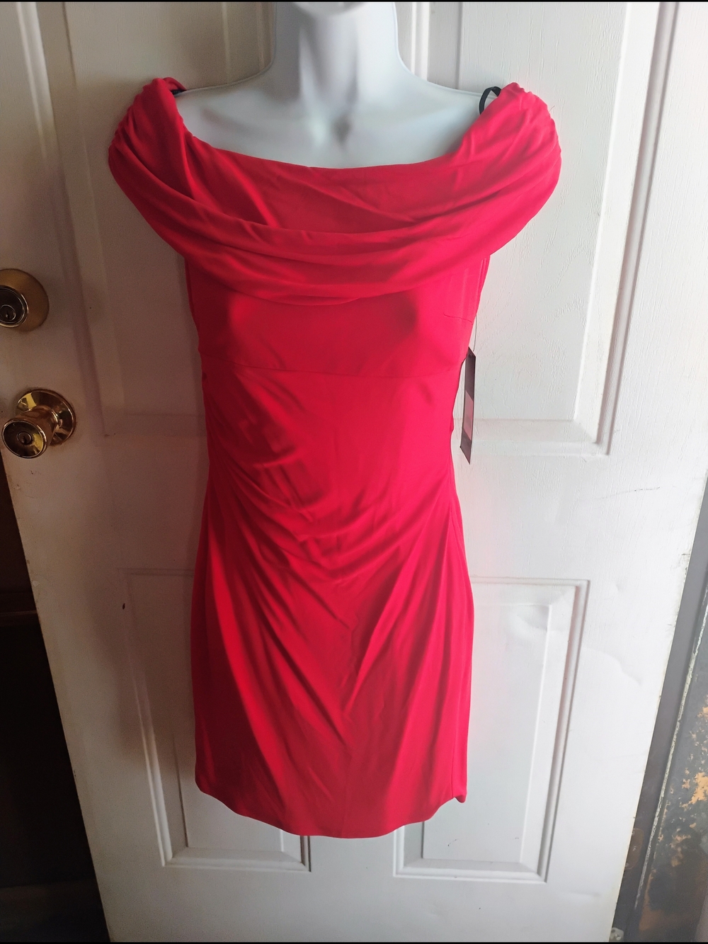 David Meister One-Shoulder Red Cocktail Dress